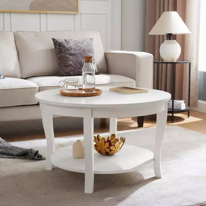 Table basse ronde de 30", table centrale en bois à 2 niveaux, table d'appoint circulaire, table d'appoint de canapé pour salon, chambre, appartement, bureau