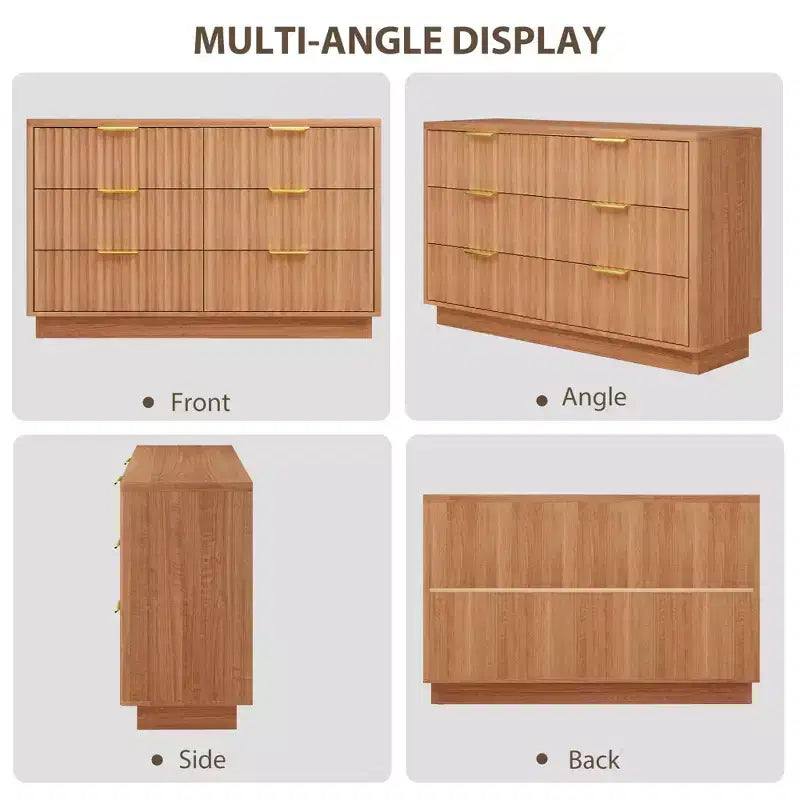 Commode moderne à 6 tiroirs pour chambre à coucher, commode en bois de 120 cm, meuble de rangement compact pour chambre d'enfant, placard, salon, appartement, naturel