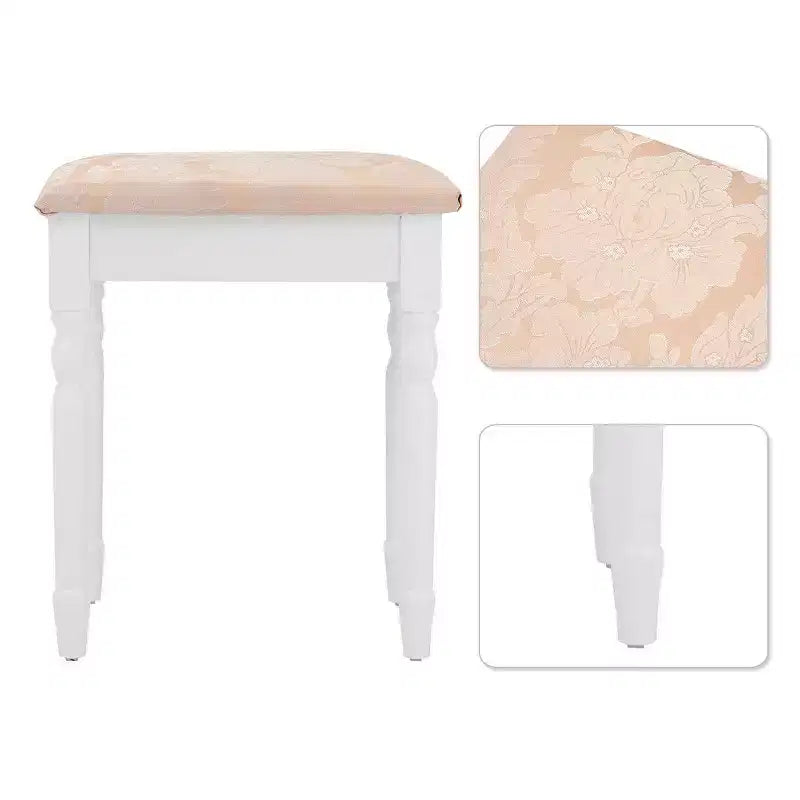 Coiffeuse pliante en trois de Costway avec miroir, 4 tiroirs et tabouret - Blanc