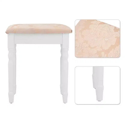 Coiffeuse pliante en trois de Costway avec miroir, 4 tiroirs et tabouret - Blanc