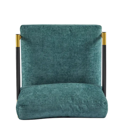 Fauteuil d'appoint moderne avec coussins moelleux, cadre métallique minimaliste et accoudoirs en bois