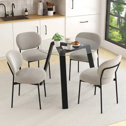 Table à manger ronde en verre de 36 po pour 4 avec verre trempé – Voir détails