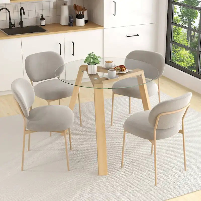 Table à manger ronde en verre de 36 po pour 4 avec verre trempé – Voir détails