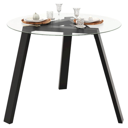 Table à manger ronde en verre de 36 po pour 4 avec verre trempé – Voir détails
