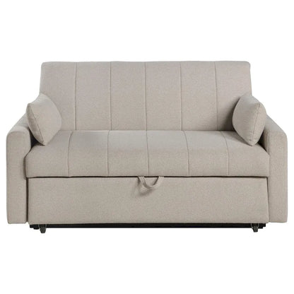 Canapé-lit Porta, tissu bouclé Latte Ivoire, pleine grandeur, 152 cm