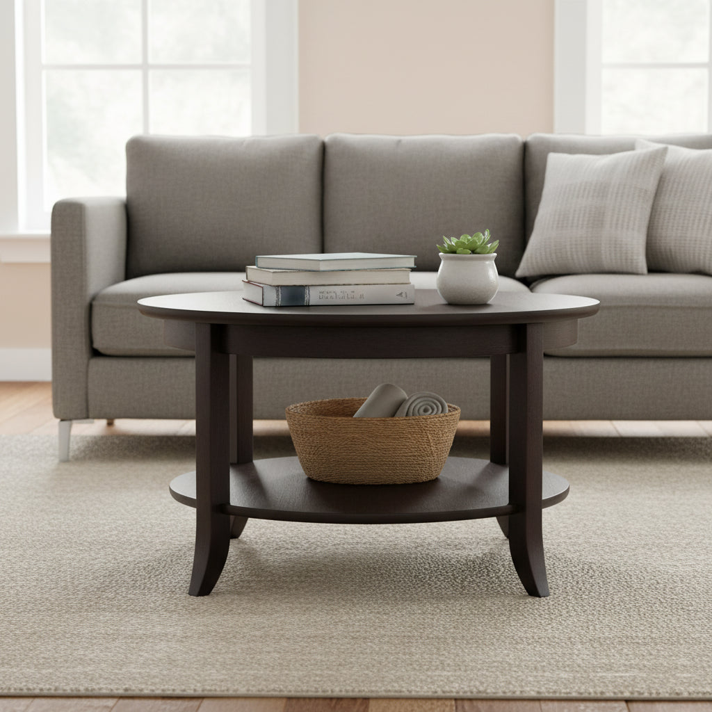 Table basse ronde en verre - 30 - Espresso foncé
