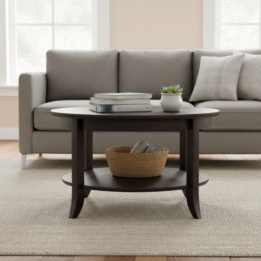 Table basse ronde en verre - 30 - Espresso foncé