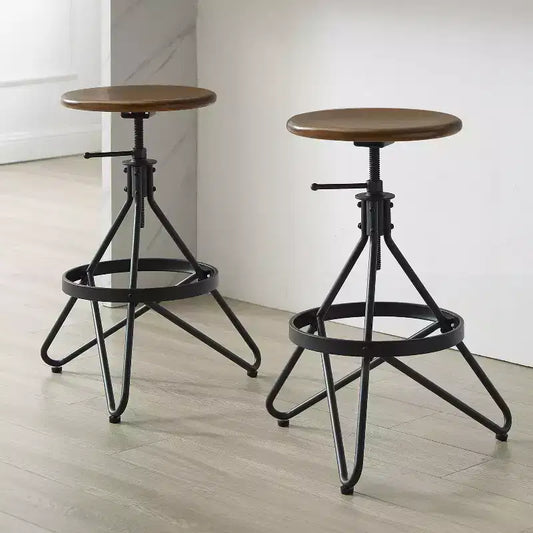 Lot de 2 tabourets de bar pivotants à hauteur réglable Kalen Crosley brun/noir mat : cadre en acier, style industriel-ferme
