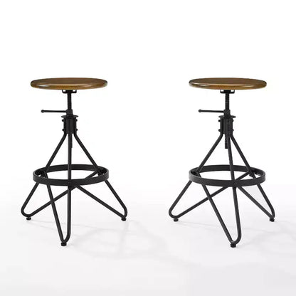 Lot de 2 tabourets de bar pivotants à hauteur réglable Kalen Crosley brun/noir mat : cadre en acier, style industriel-ferme