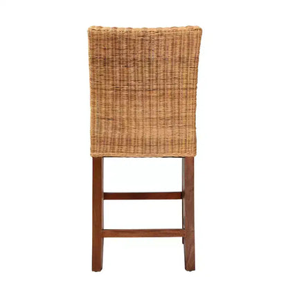 Tabouret de bar hauteur comptoir Racquel en rotin naturel et bois d'acajou, brun noyer - bali & pari