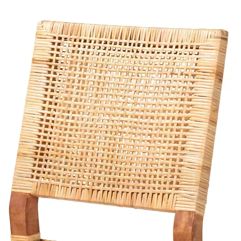 Tabouret de comptoir en rotin et bois Lesia Naturel/Noyer - bali & pari : Cadre en acajou, Aucun assemblage requis