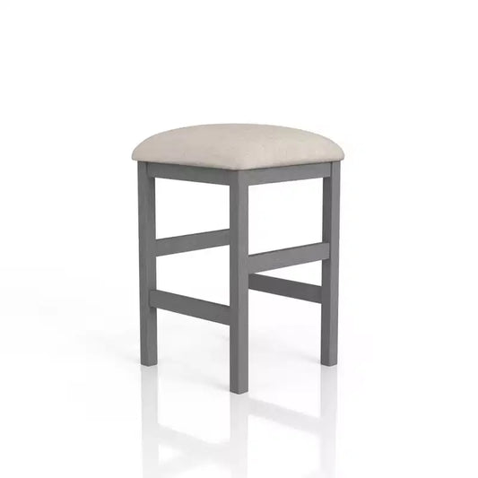 24/7 Shop At Home Gardenside Upholstered Square Counter Height Barstools, Wood Legs & Footrest: Light Gray/Beige