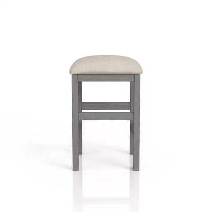 Tabourets de bar rembourrés carrés Shop At Home Gardenside, hauteur comptoir, 24h/24 et 7j/7, pieds et repose-pieds en bois : Gris clair/Beige