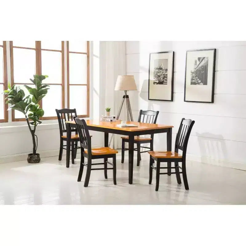 Lot de 2 chaises de salle à manger en bois Shaker noires/chêne - Boraam : Hévéa, style ferme, capacité de 136 kg