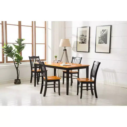 Lot de 2 chaises de salle à manger en bois Shaker noires/chêne - Boraam : Hévéa, style ferme, capacité de 136 kg