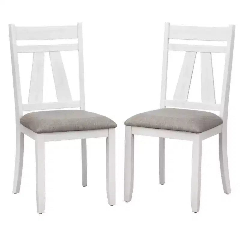 Lifestorey Lot de 2 chaises de salle à manger Miller Blanches : Dossier haut rembourré, structure en bois d'hévéa, garniture en mousse