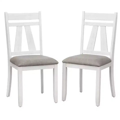 Lifestorey Lot de 2 chaises de salle à manger Miller Blanches : Dossier haut rembourré, structure en bois d'hévéa, garniture en mousse