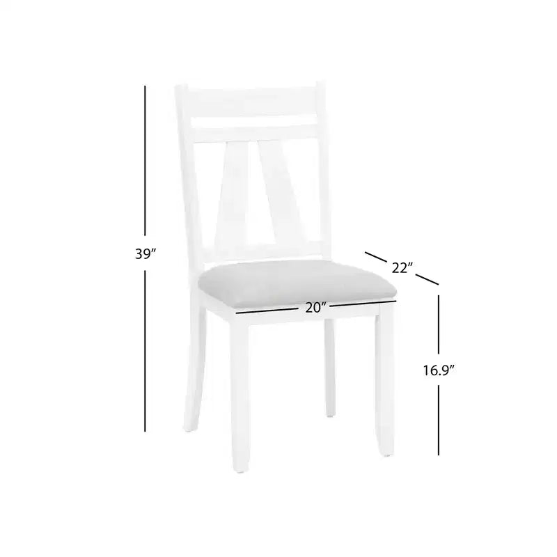 Lifestorey Lot de 2 chaises de salle à manger Miller Blanches : Dossier haut rembourré, structure en bois d'hévéa, garniture en mousse