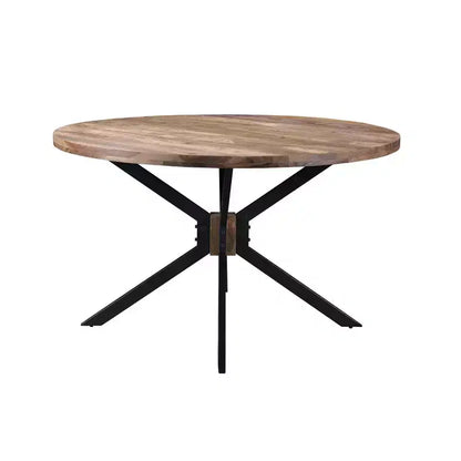 Root Sheesham Wood Round Dining Table Brown - Timbergirl: Handcrafted, Non-Extension, Seats 4