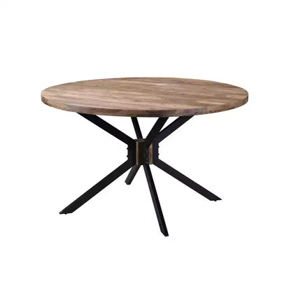 Table à manger ronde en bois de sheesham de racine marron - Timbergirl : Faite main, non extensible, 4 places