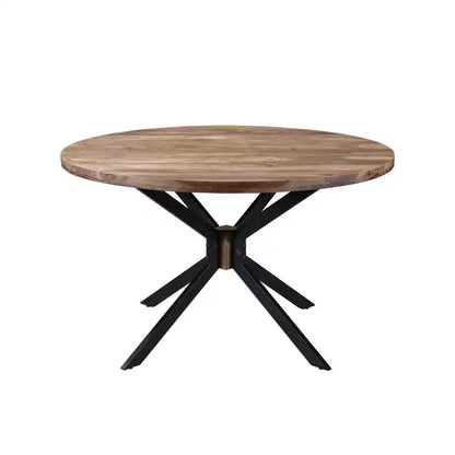Table à manger ronde en bois de sheesham de racine marron - Timbergirl : Faite main, non extensible, 4 places