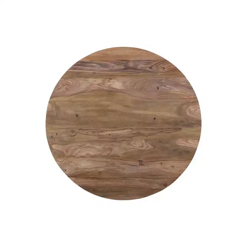 Table à manger ronde en bois de sheesham de racine marron - Timbergirl : Faite main, non extensible, 4 places