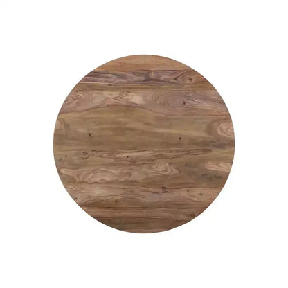 Table à manger ronde en bois de sheesham de racine marron - Timbergirl : Faite main, non extensible, 4 places