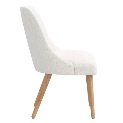Skyline Furniture Chaise de salle à manger capitonnée Sherrie blanche : Style Mid-century moderne, Tissu bouclé, Pieds fuselés
