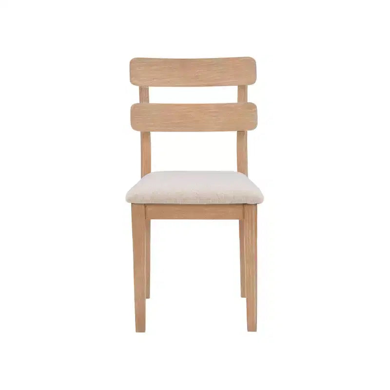 Darden Chaise de salle à manger rembourrée à dossier échelle Naturel - Powell : Bois massif, Coussin gris, Lot de 2