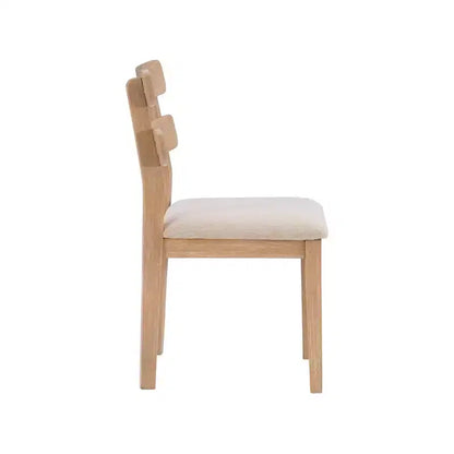 Darden Chaise de salle à manger rembourrée à dossier échelle Naturel - Powell : Bois massif, Coussin gris, Lot de 2