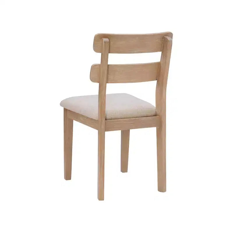 Darden Chaise de salle à manger rembourrée à dossier échelle Naturel - Powell : Bois massif, Coussin gris, Lot de 2