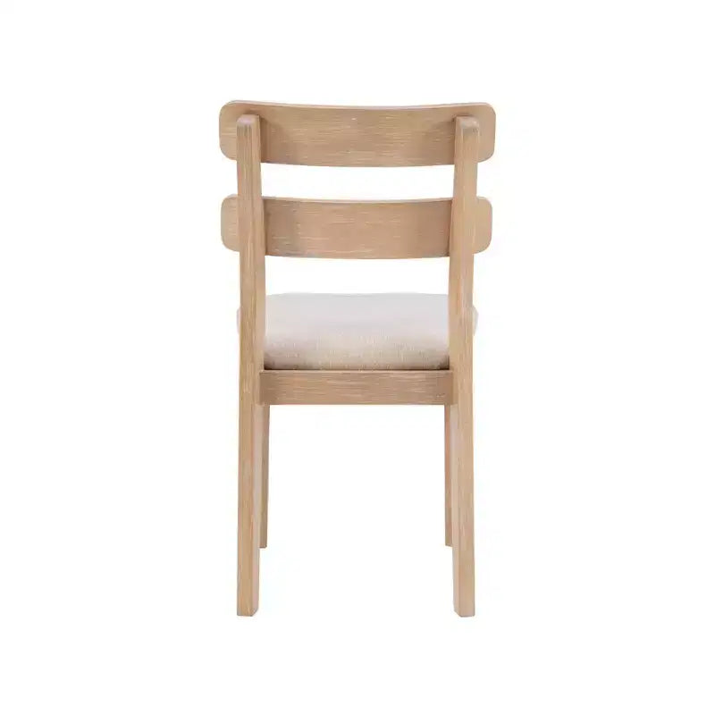 Darden Chaise de salle à manger rembourrée à dossier échelle Naturel - Powell : Bois massif, Coussin gris, Lot de 2