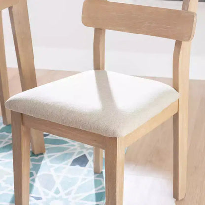 Darden Chaise de salle à manger rembourrée à dossier échelle Naturel - Powell : Bois massif, Coussin gris, Lot de 2