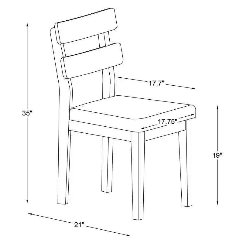 Darden Chaise de salle à manger rembourrée à dossier échelle Naturel - Powell : Bois massif, Coussin gris, Lot de 2