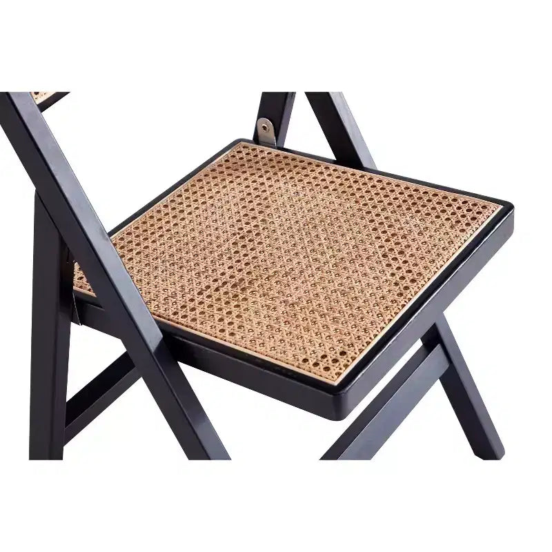 Lot de 4 Chaises Pliantes de Salle à Manger Pullman Cane Noir/Naturel - Manhattan Comfort : Bois Massif, Aucun Montage Requis, Finition Mate