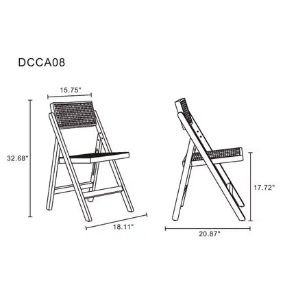 Lot de 4 Chaises Pliantes de Salle à Manger Pullman Cane Noir/Naturel - Manhattan Comfort : Bois Massif, Aucun Montage Requis, Finition Mate