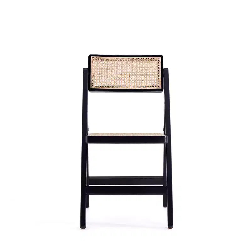 Lot de 4 Chaises Pliantes de Salle à Manger Pullman Cane Noir/Naturel - Manhattan Comfort : Bois Massif, Aucun Montage Requis, Finition Mate