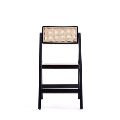 Lot de 4 Chaises Pliantes de Salle à Manger Pullman Cane Noir/Naturel - Manhattan Comfort : Bois Massif, Aucun Montage Requis, Finition Mate
