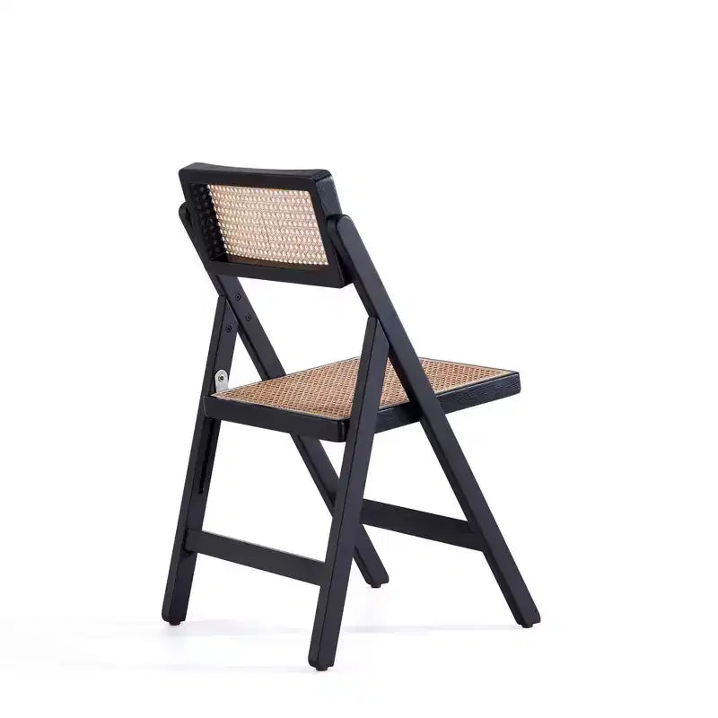 Lot de 4 Chaises Pliantes de Salle à Manger Pullman Cane Noir/Naturel - Manhattan Comfort : Bois Massif, Aucun Montage Requis, Finition Mate
