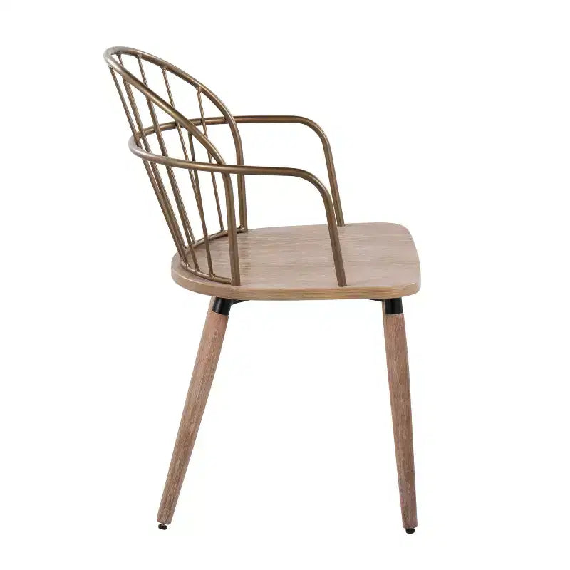 Chaise de salle à manger Riley cuivre antique/blanc délavé – Lumisource : style campagnard, dossier à fuseaux, cadre en bois et métal
