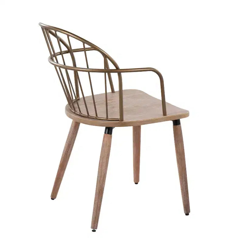Chaise de salle à manger Riley cuivre antique/blanc délavé – Lumisource : style campagnard, dossier à fuseaux, cadre en bois et métal