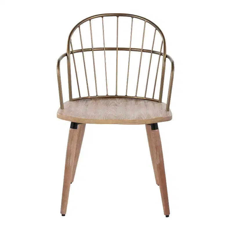 Chaise de salle à manger Riley cuivre antique/blanc délavé – Lumisource : style campagnard, dossier à fuseaux, cadre en bois et métal