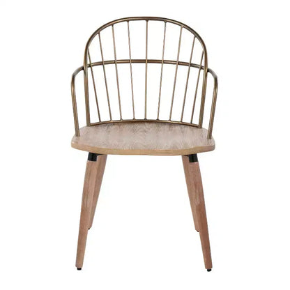 Chaise de salle à manger Riley cuivre antique/blanc délavé – Lumisource : style campagnard, dossier à fuseaux, cadre en bois et métal