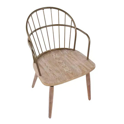 Chaise de salle à manger Riley cuivre antique/blanc délavé – Lumisource : style campagnard, dossier à fuseaux, cadre en bois et métal