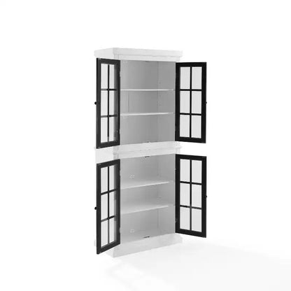 Garde-manger haut de rangement Cecily blanc/noir mat - Crosley : étagères réglables, cadre en MDF, finition bicolore, hauteur 72 po