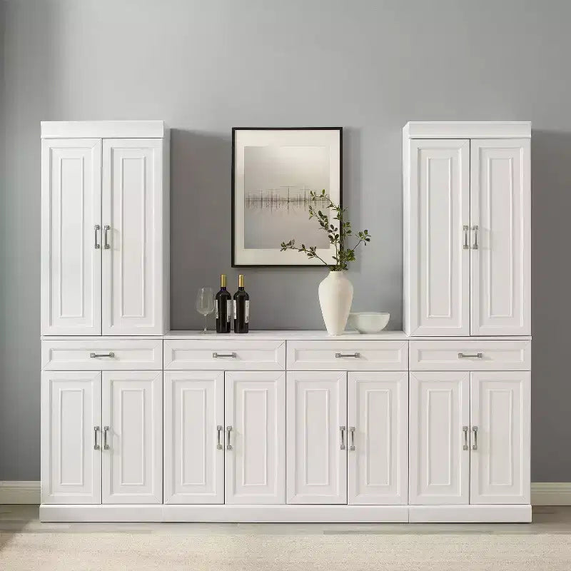 Ensemble buffet et garde-manger 3 pièces Stanton blanc - Crosley : Rangement pour le bureau à domicile, Design de ferme traditionnel