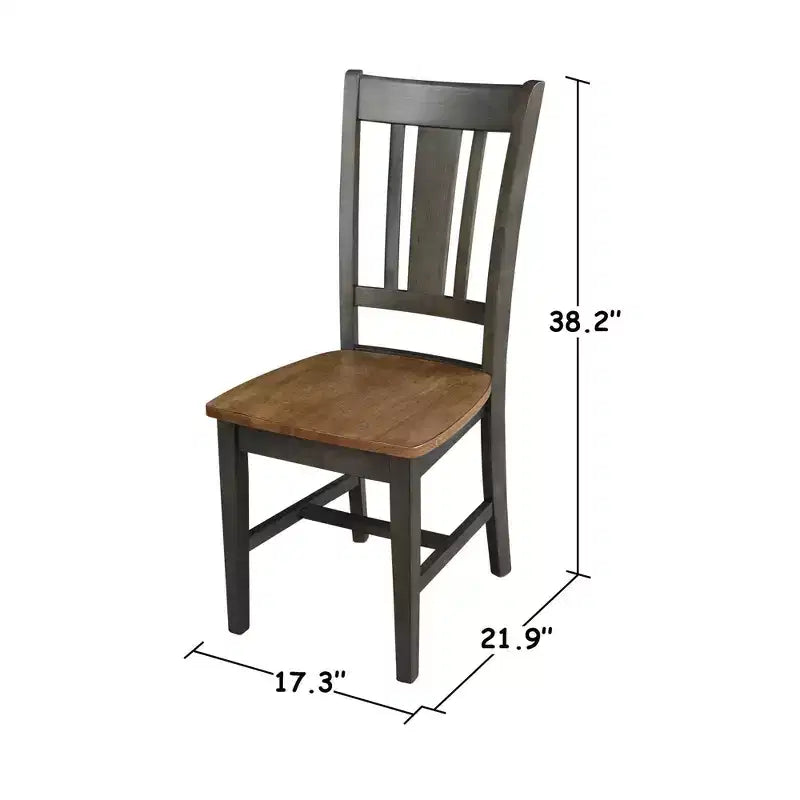 Table à manger ronde 5 pièces de 42 po à double rabat avec 4 chaises à dossier ajouré Noyer/Charbon délavé - International Concepts