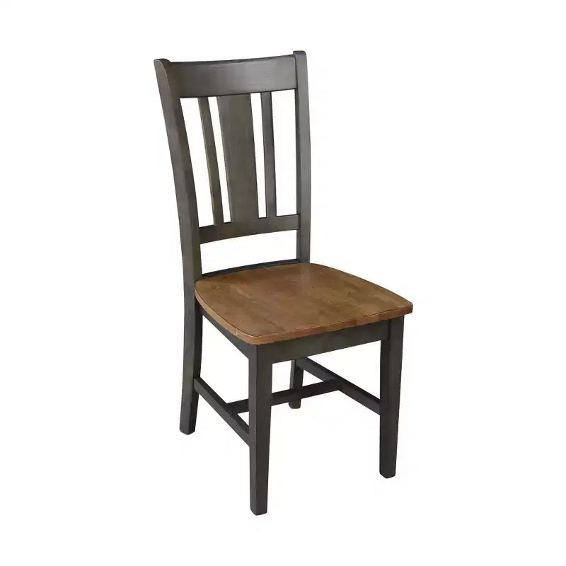 Table à manger ronde 5 pièces de 42 po à double rabat avec 4 chaises à dossier ajouré Noyer/Charbon délavé - International Concepts