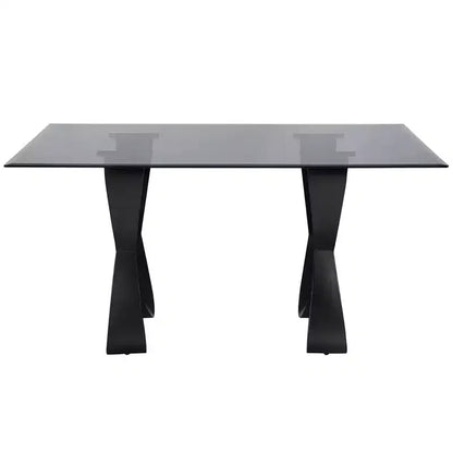 Table à manger rectangulaire moderne en verre 58" Poppy Hill Noir/Gris - HOMES: Inside + Out : Bord biseauté, Cadre en acier