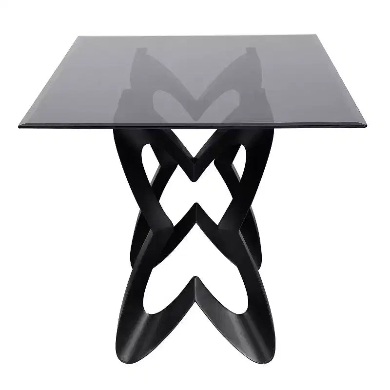 Table à manger rectangulaire moderne en verre 58" Poppy Hill Noir/Gris - HOMES: Inside + Out : Bord biseauté, Cadre en acier